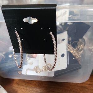 Fashion Jewelry Silver Twisted Hoop Earrings